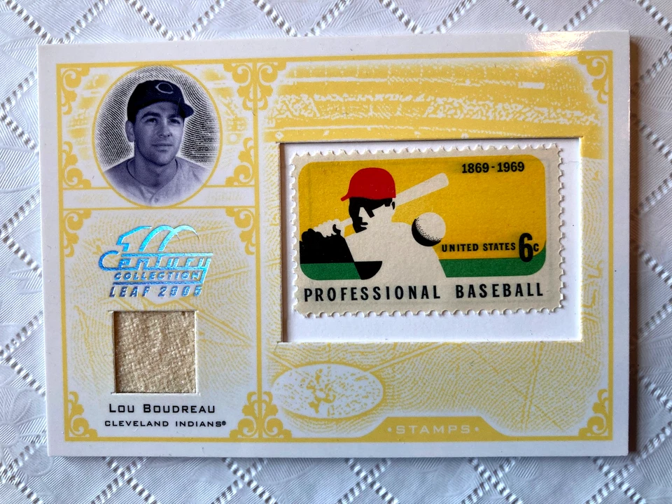 Camiseta deportiva Leaf Century Collection Lou Boudreau Indians GU 2005 sello S-60 37/69 Foto 1 de 2
