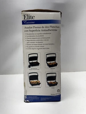 Parrilla y prensa Elite Cuisine Panini EPN-501. NUEVO en la caja. Foto 1 de 3