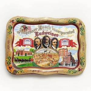 Anheuser-Busch 100 Jahre Jubiläum Tablett BUDWEISER 1876 - 1976 Rost verbeult 13x18 - Bild 1 von 10
