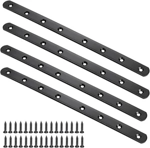 12" Flat Mending Plate 4Pcs Straight Braces Stainless Steel Black - Picture 1 of 4