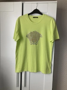 Versace Lime Green Embellished Medusa T-shirt - Picture 1 of 8