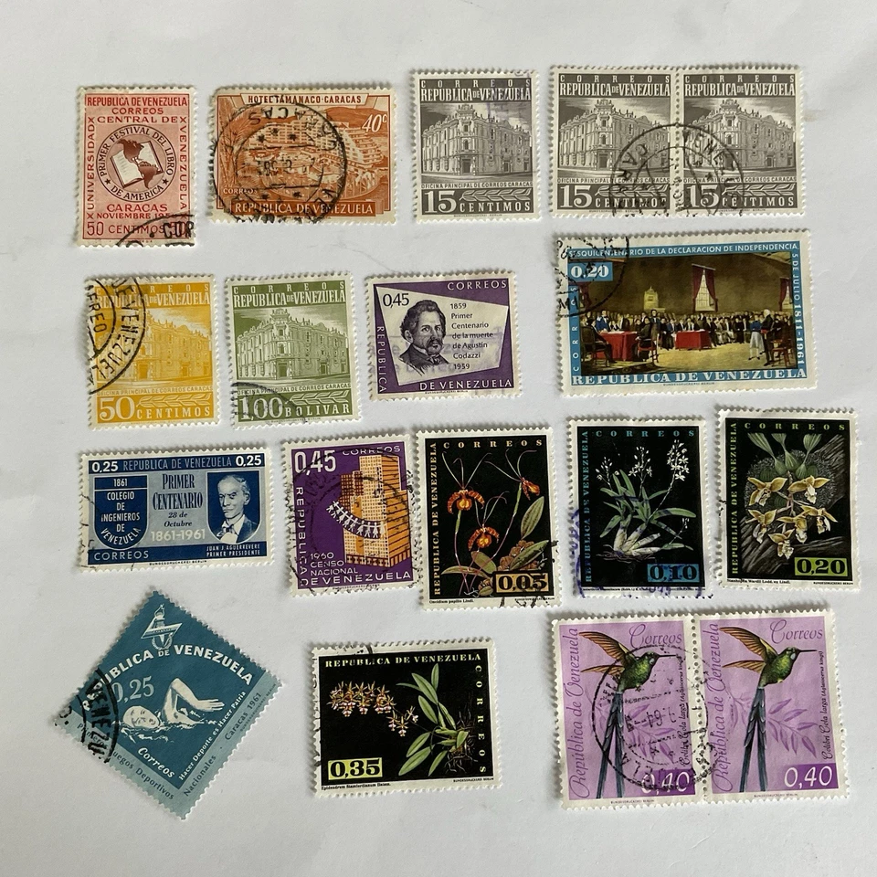 Lot~18 Venezuela stamps~1956-1962~Codazzi~book map~Post Office Caracas Republica - Image 1 of 4