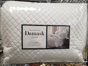 Charter Club Damask Quilted Cotton 3-Pc FULL/QUEEN Coverlet Set White - Picture 1 of 5