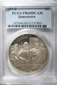 2007 P Jamestown $1 Silver 400th Anniversary coin-PCGS PR69 DCAM - Picture 1 of 2