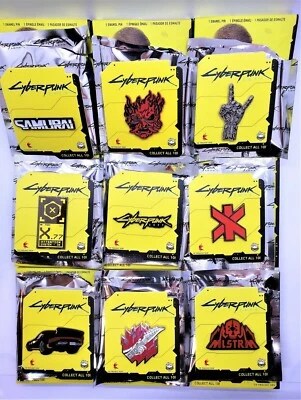 Cyberpunk 2077 Complete Set of 9 Pins enamel CD Projekt Red PLUS FREE KEY CHAIN