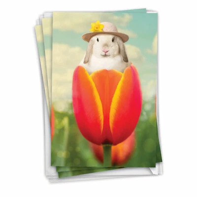 Pack of 3 Hilarious Easter Cards w/ 5x7" Envelopes (1 Design) - Bunny Tulip - Image 1 of 4