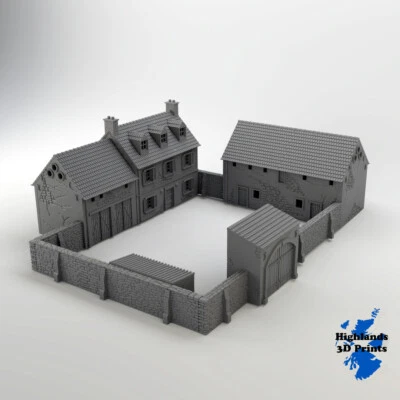 HIGHLANDS3DPRINTS Normandy Farmstead 20mm 1:72 WW2 Building Terrain Tabletop Gaming 3D Print