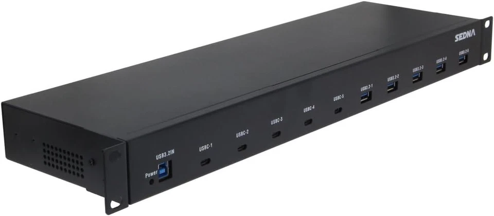 SEDNA - 19 Inch 1U Rack Mount 10 Port USB 3.2 Gen 2 Hub (10Gbps) (5A+5C ports) - Image 1 of 4