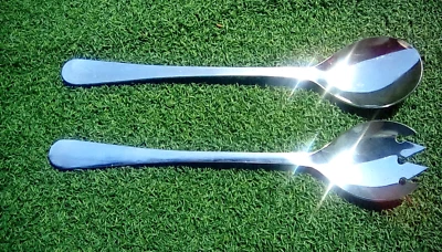 CONJUNTO DE 2 UTENSÍLIOS DE SERVIR SALADA ITALIANOS BANHADOS A PRATA COLHER E GARFO - 9,25 POLEGADAS - Imagem 1 de 3