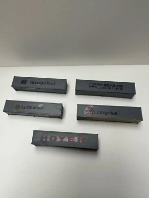 Z SCALE CONTAINERS 56X12X12 MM 5PCS CUSTOM DECALES7 PAINT SEE PICTURES - Image 1 of 4