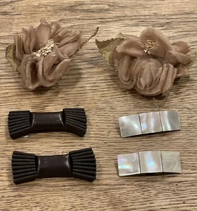 Lot Of  1950’s/ 60’s Vintage Shoe Clips  Fabric, Leather, Mother Of Pearl - Picture 1 of 10