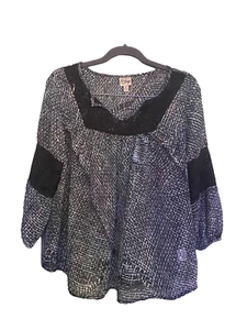 Como Vintage Black Multi Color Top Sheer Blouse Women's Medium M - Picture 1 of 12