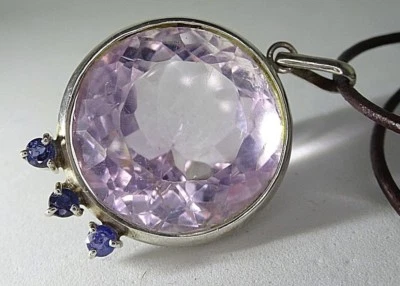 Collana ametista sfaccettata con zaffiri naturali, in argento 1a legge - Immagine 1 di 4