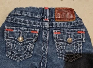 True Religion Boys Ricky Super T Jeans, Size 4, Blue/Red Stitching - Picture 1 of 6