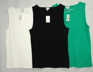 New Lot of 3 J Crew Re-imagined Cotton Shell Tank Tops Green Black White Size M - Picture 1 of 11