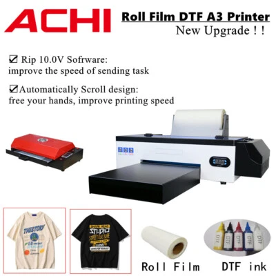 ACHI A3 DTF Printer Roll Direct to Trasnfer Film Epson1390 Head For T-shirt Printing