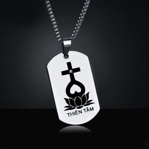 "Thien Tam" ENGRAVED TITANIUM CARD NECKLACE WITH HEART MARK