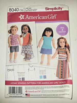 CUT Simplicity 8040 American Girl 18" Doll Play Clothes Sewing Pattern COMPLETE - Image 1 of 2