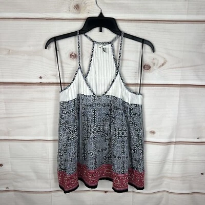 JOIE Top Mujer S Azul Geométrico Columpio Tanque Cuello en V Bordado Algodón Pullover Foto 1 de 4