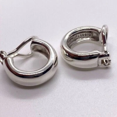 Tiffany & Co Hoop Huggie Clip on Earrings in Sterling Silver 16.5MM - Image 1 of 4