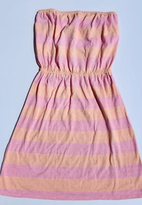 Vestido Top Tubo Sin Tirantes Azul Marino Antiguo Para Mujer Talla Extra Pequeño Rosa Naranja Rayas - Imagen 1 de 11