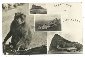 GIBRALTAR - GRUSS Echtfoto Multi-View APE, LUFTBILD, FLUGZEUG AUF LANDEBAHN - Bild 1 von 2
