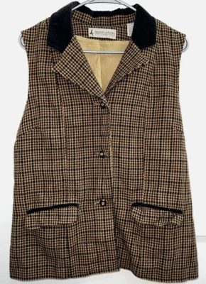 Chaleco vintage Marsh Landing mezcla de lana pata de gallo botones bolsillos para mujer LG Foto 1 de 4