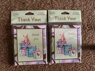 Vtg Party Fair Thank You For Baby's Gift Lot 2 - 8 Packs 16 Note Cards Envelopes - Image 1 of 2