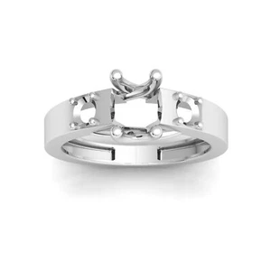 Three Stone Engagement Ring Setting 950 Platinum 14k Gold Prong Set - Picture 1 of 26