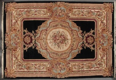 Handmade Chinese Wool Rug 9.7x14 Art Deco in original condition black - Image 1 of 4