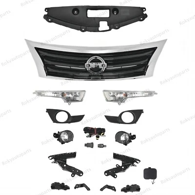 For Altima 2013-15 Front Upper Chorme Grille Fog Light Signal Lamp Kit/ Brackets - Image 1 of 4