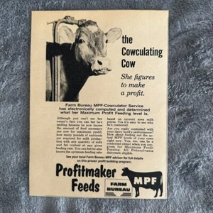 Profitmaker Feeds Farm Bureau MPF Cowculator anuncio impreso vintage 1963 - Imagen 1 de 5