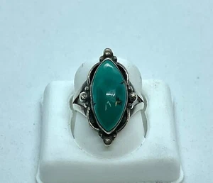 Vintage Real Native American Sterling Silver Turquoise Ring Size 6 - Picture 1 of 9