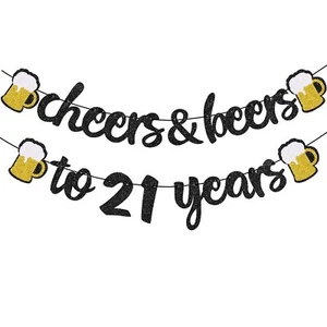 21th Birthday Decorations Cheers to 21 Years Banner for Men Women 21th Birthd... - Picture 1 of 7