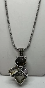 Vintage Sterling Silver Byzantine Balinese Necklace Amethyst Pendant - Picture 1 of 5
