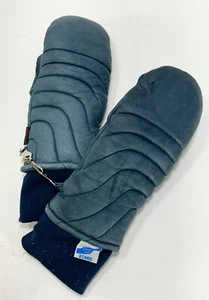 Vintage Kombi Cowhide Leather Ski Mittens Gloves Men’s Size Large Navy Blue - Picture 1 of 8