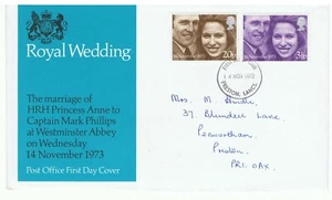 Ersttagsbrief 1973 Royal Wedding Anne to Mark gestempelt Preston 14.11.1973 - Bild 1 von 1