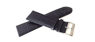 Uhrenarmband Krokoprägung Echtes Kalbsleder 26/28/30 mm Stegbreite scwarzblau - Bild 1 von 4