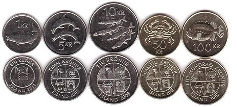 Iceland - set 5 coins 1 5 10 50 100 Kronur 2005 - 2011 UNC Lemberg-Zp Cover