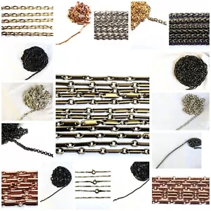 Chain for Jewelry  Brass Copper Silver Gold Gunmetal Black 2-9mm 1-5ft - Picture 1 of 36