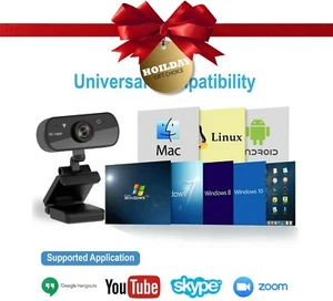Kamera internetowa / kamera internetowa Wideo 1080P HD USB 2.0 / 3.0 z mikrofonem do komputera stacjonarnego laptopa - Zdjęcie 1 z 7