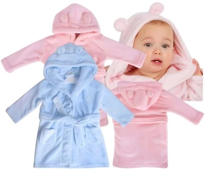 HUGS & KISSES Baby Robe Ankleidekleid Kapuze Kleinkind Baby Geschenk Junge Mädchen passt bis 12-18 Monate