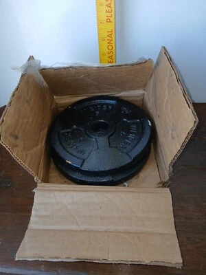 Pair of Weider 5lb Barbell Weight Plate Standard Easy Grip 1" Hole 10lbs Total - Image 1 of 2