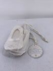 Girls White Satin Flower Slippers Size 9 Shoes Wedding Embroidery Faux Pearl New