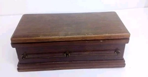VINTAGE 1960’s COFFIN MECHANICAL MUSICAL CIGARETTE WOOD BOX PLAYS "DEATH MARCH" - Picture 1 of 10