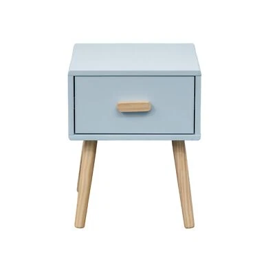 Comodino Rebecca Mobili Tazart 44x35x35 MDF Legno Celeste Marrone Scandinavo - Immagine 1 di 4