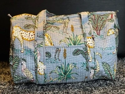 Bolso de Lona Acolchado Algodón Bosque Tigre Gris Indio Bolsos para Mujer Bolso de Viaje EE. UU. Foto 1 de 2