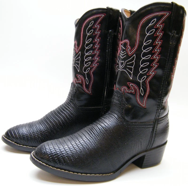 BOTAS DE CAUBÓI DURANGO BT940 INFANTIL ESTAMPA DE LAGARTO PRETO FÊNIX WESTERN TAMANHO 4,5 D - Imagem 1 de 4
