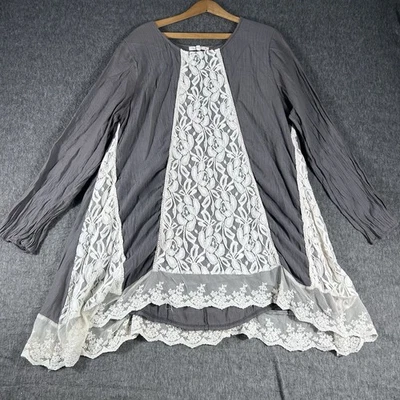 Индиго душа туника верхнее платье размер 2 X прозрачный кружевной прихоть цыганская фея богемное фестиваль - Изображение 1 из 4