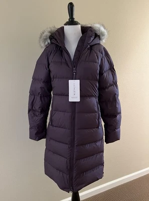 NEW Athleta Downtown Parka II Hooded Down puffer Coat Purple/Plum XXS - Image 1 of 4